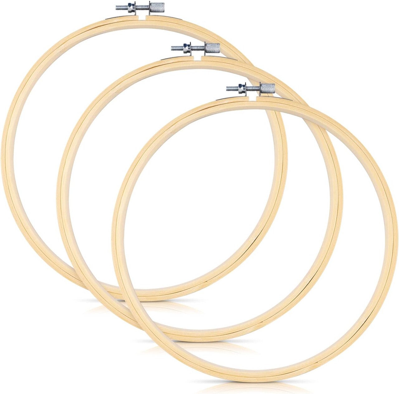 3 Pieces Embroidery Hoops, 8 inch Bamboo Frame Circle Cross Stitch Hoop Ring Embroidery Hoops Set for Embroidery and Cross Stitch